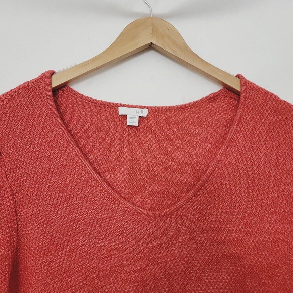 J Jill Orange Knit Cotton Acrylic Sweater Textured Boat Neck Womens Plus 1X - Picture 3 of 9